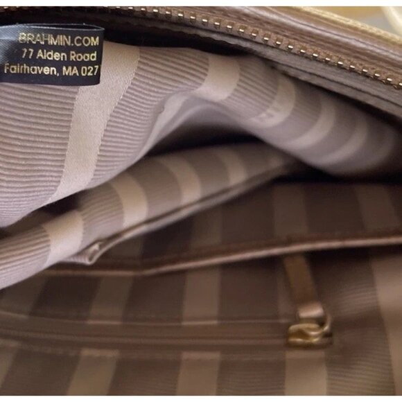 BRAHMIN Medium Classy Asher Leather Shoulder Tote/Bag-Gold Tones W Match Wallet - Picture 16 of 16